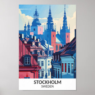 Stockholms Sverige Retro Artwork Travel Poster