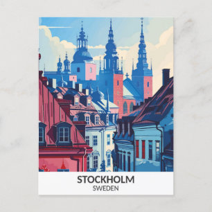 Stockholms Sverige Retro Artwork Travel Vykort