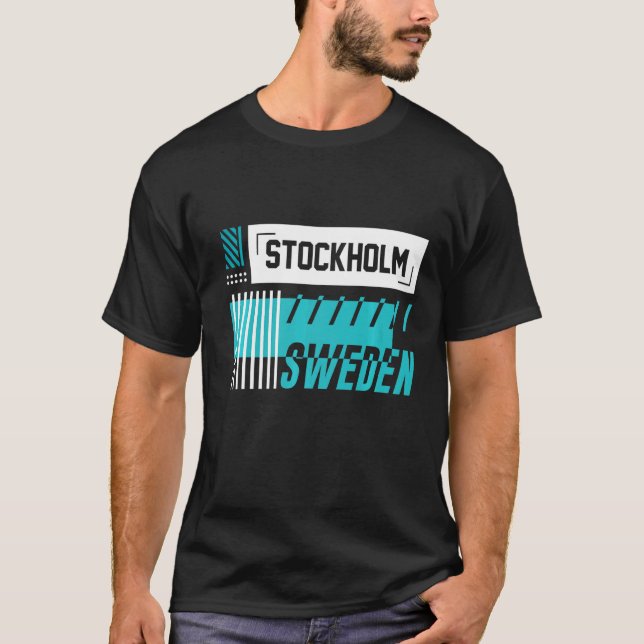 Stockholms Sverige Travel City Tourist T Shirt (Framsida)