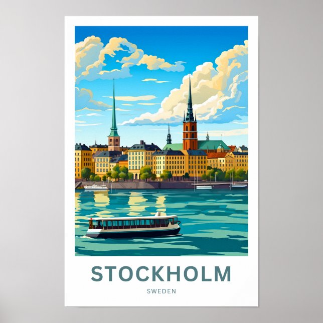 Stockholms Sverige Travel Skriv ut Poster (Framsidan)