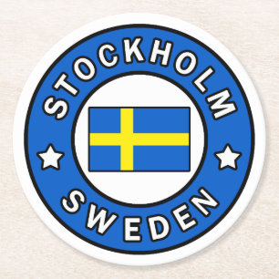 Stockholms Sverige Underlägg Papper Rund