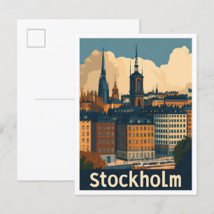 Stockholms Sverige Vintage resor Illustration Vykort