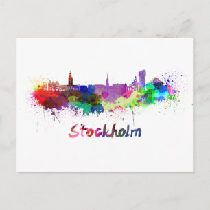 Stockholmsskylten i vattenfärg vykort