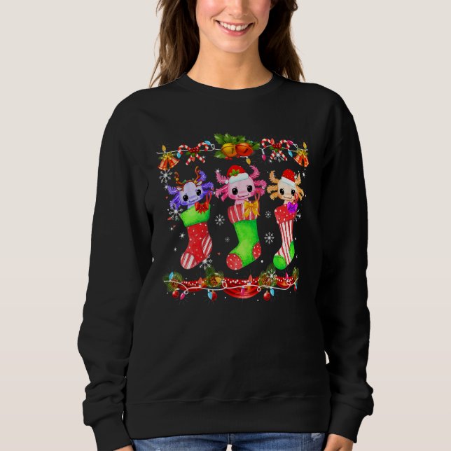 Stocking Santa Elf Axolotl jul Socks Ljus T Shirt (Framsida)