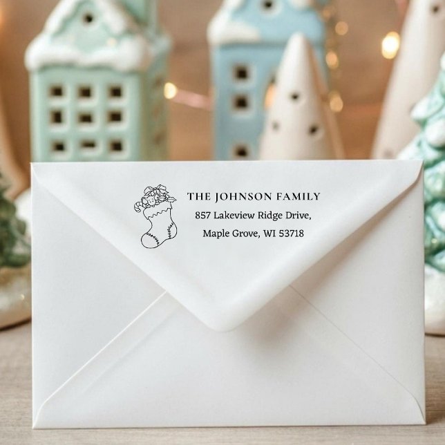 [Stocking Stamp] Custom Christmas Card Address Självfärgande Stämpel ([Stocking Stamp] Custom Christmas Card Address Self-inking Stamp)
