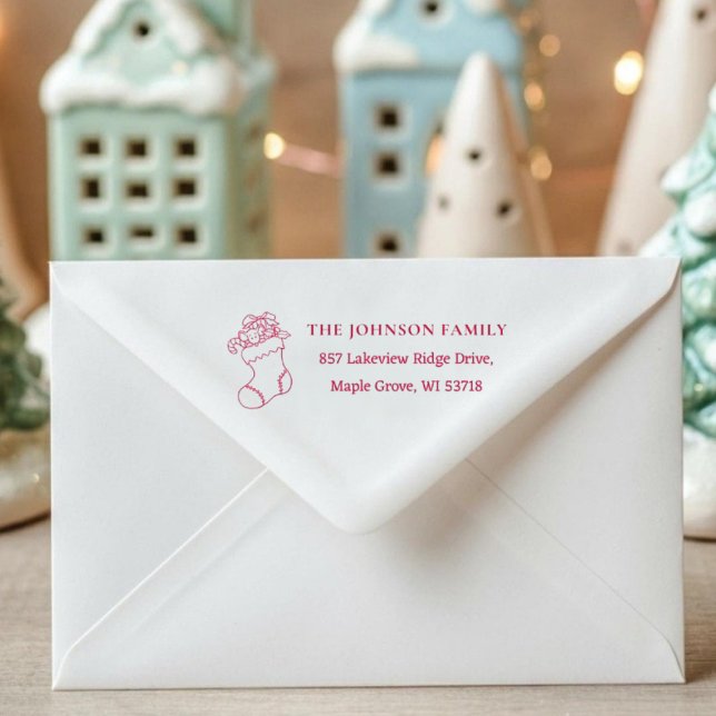 [Stocking Stamp] Custom Christmas Card Address Självfärgande Stämpel ([Stocking Stamp] Custom Christmas Card Address Self-inking Stamp)