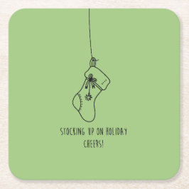 Stocking up on holiday cheers! underlägg papper kvadrat
