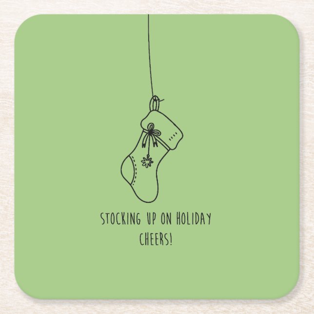 Stocking up on holiday cheers! underlägg papper kvadrat (Framsidan)