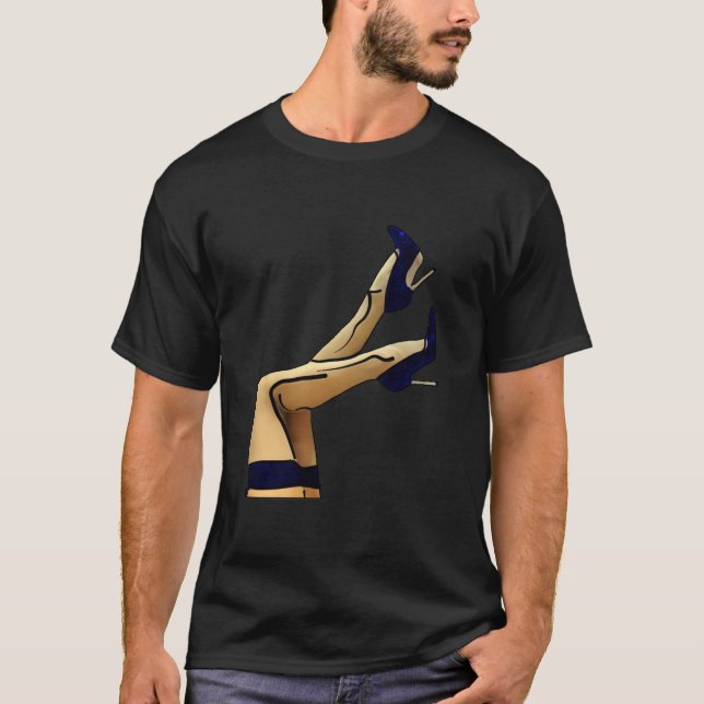 Stockings och Blue Stiletto Heels T-shirt (Framsida)