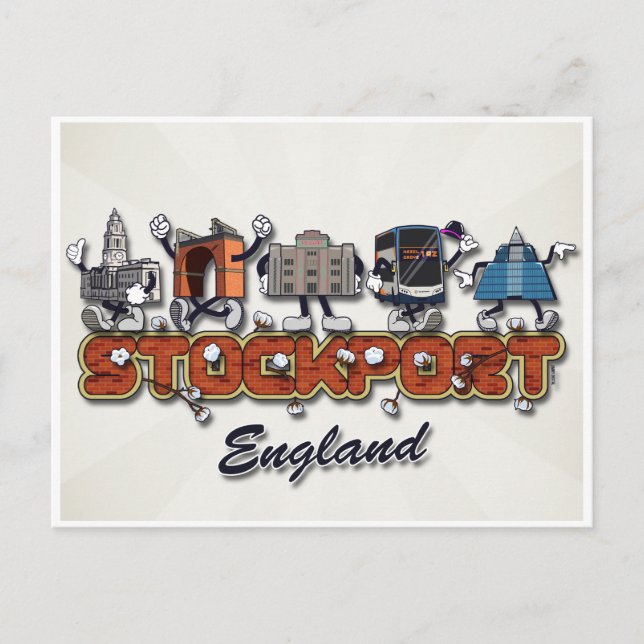 Stockport tecknade figurer vykort (Framsida)