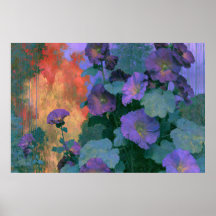 Stockrosor i Violett Djärv Impressionism