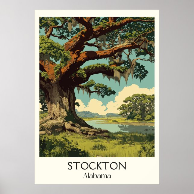 Stockton Alabama Ancient Oak Trees Poster (Framsidan)