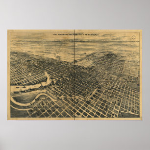 Stockton California 1895 Panoramic Karta Poster