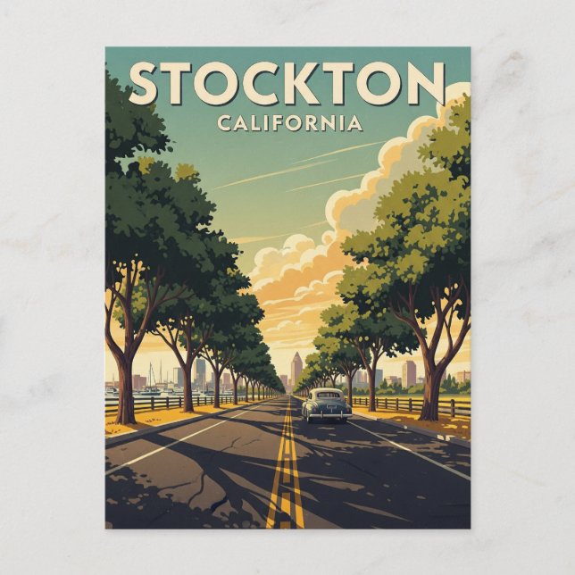Stockton California Central Valley Vykort (Framsida)