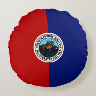 Stockton (Kalifornien) City flagga Rund Kudde