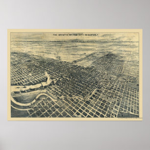 Stockton panorama- karta för CA - 1895 Poster