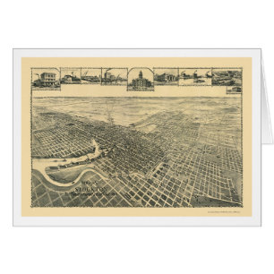 Stockton panorama- karta för CA - 1895b Hälsningskort