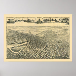 Stockton panorama- karta för CA - 1895b Poster