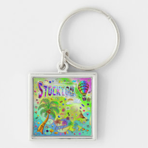 Stockton Timless Melody Keychain Fyrkantig Silverfärgad Nyckelring