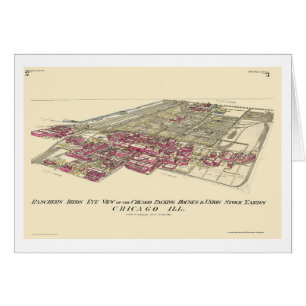 Stockyards Chicago, panorama- karta för IL - 1890 Hälsningskort