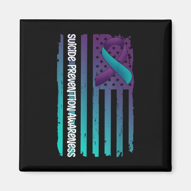 Stöd amerikansk flaggband Suicide Awareness För Magnet (Framsidan)