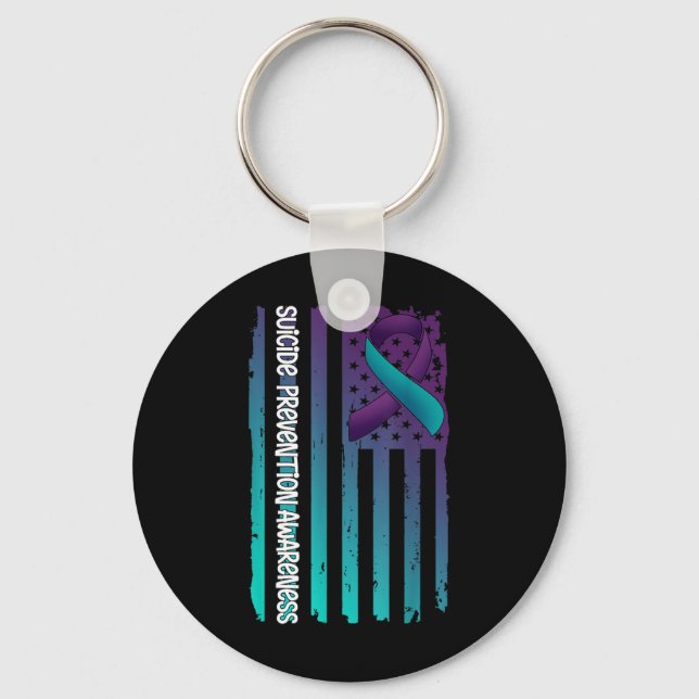 Stöd amerikansk flaggband Suicide Awareness För Nyckelring (Framsida)