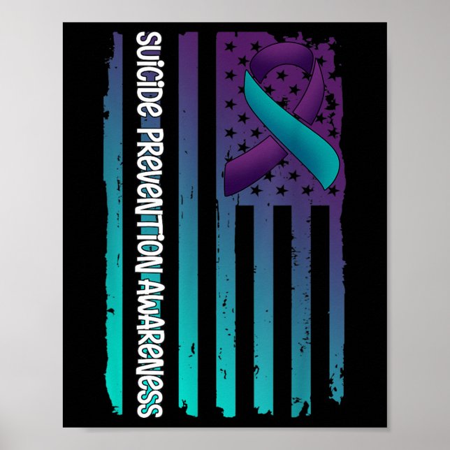 Stöd amerikansk flaggband Suicide Awareness för Poster (Framsidan)