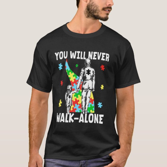 Stöd Autism Son Moder Stöd Autism Son Medvetenhet T Shirt (Framsida)