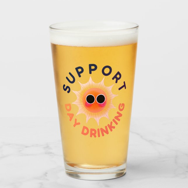Stöd Dags för Drickande Roligt Solsken Pint Glas (Framsida fylld)
