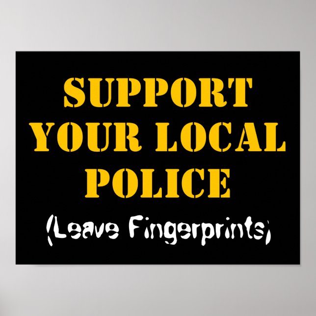 Stöd din lokala polis - lämna fingeravtryck poster (Framsidan)