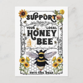 Stöd dina lokala honungsbin - Rädda bina Vykort