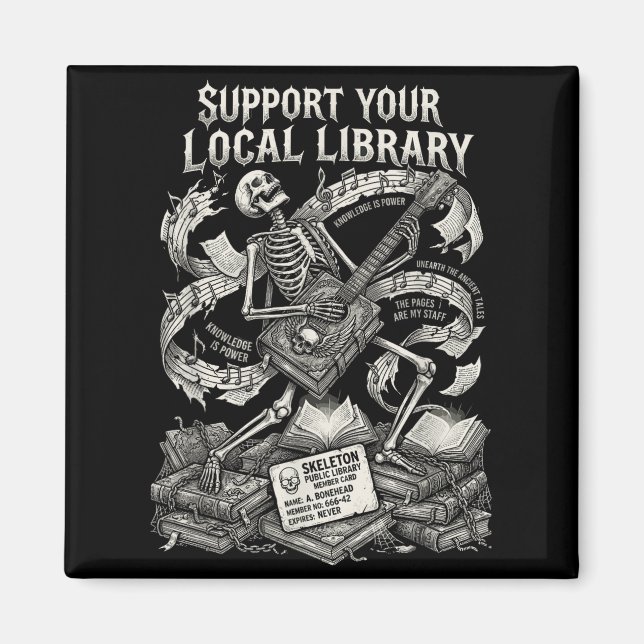 Stöd ditt lokala bibliotek goth bok  magnet (Framsidan)