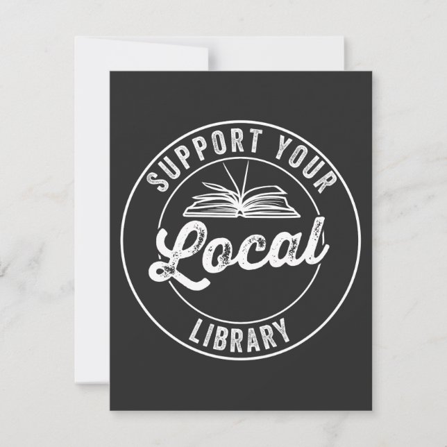 Stöd ditt lokala bibliotek Square Sticker T-Shirt Tack Kort (Framsida)