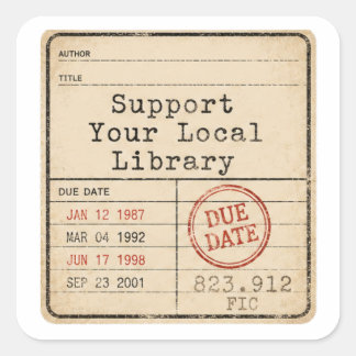 Stöd ditt lokala bibliotek - Vintage kortetikett Fyrkantigt Klistermärke