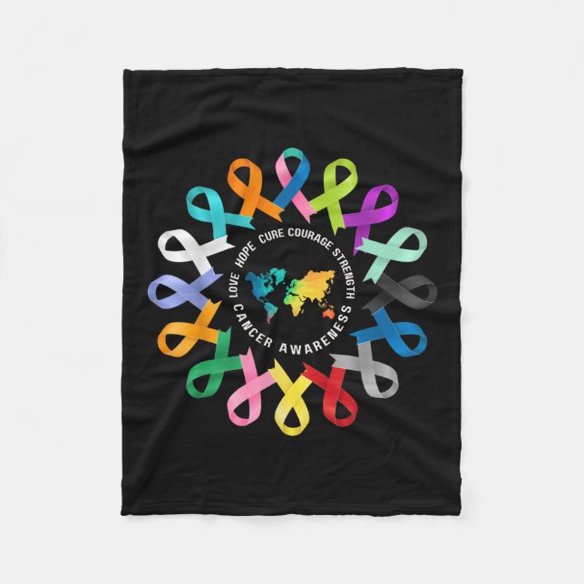 Stöd för alla cancerkampanjer för ökad medvetenhet fleecefilt (Framsidan)