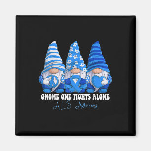 Stöd för Als Awareness Month Blue Ribbon Gnomies S Magnet