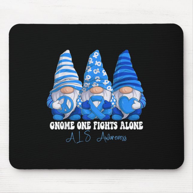 Stöd för Als Awareness Month Blue Ribbon Gnomies S Musmatta (Framsidan)