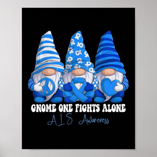 Stöd för Als Awareness Month Blue Ribbon Gnomies S Poster (Framsidan)