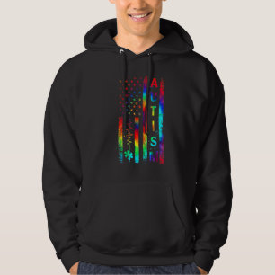 Stöd för American Flagga Autism Awareness Teacher Hoodie
