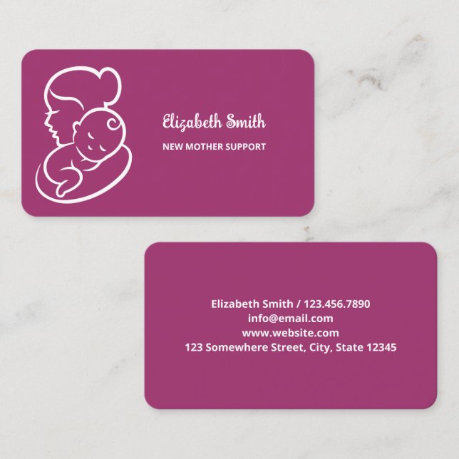 Stöd för amning och amning visitkort (Fram/baksida)