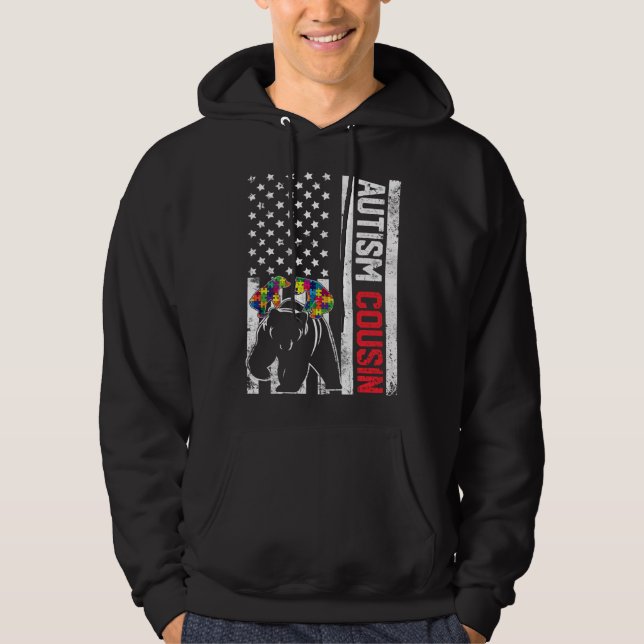 Stöd för att öka medvetenheten om amerikanska Flag Hoodie (Framsida)