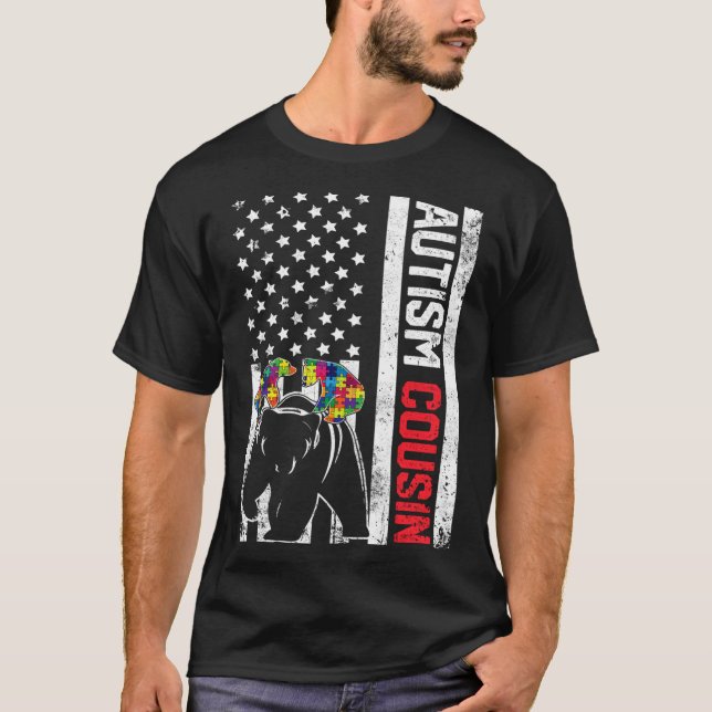 Stöd för att öka medvetenheten om amerikanska Flag T Shirt (Framsida)