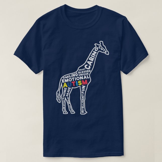 Stöd för att öka medvetenheten om Autism Giraffe A T Shirt (Design framsida)