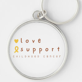 Stöd för barncancer i kärlek-nyckelkedjan rund silverfärgad nyckelring
