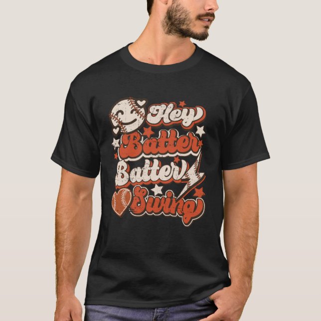 Stöd för Batter Swing Baseball Pitcher T Shirt (Framsida)