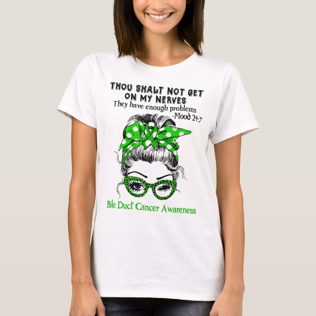 Stöd för Bile Duct Cancer Awareness Ribbon Support T Shirt (Framsida)