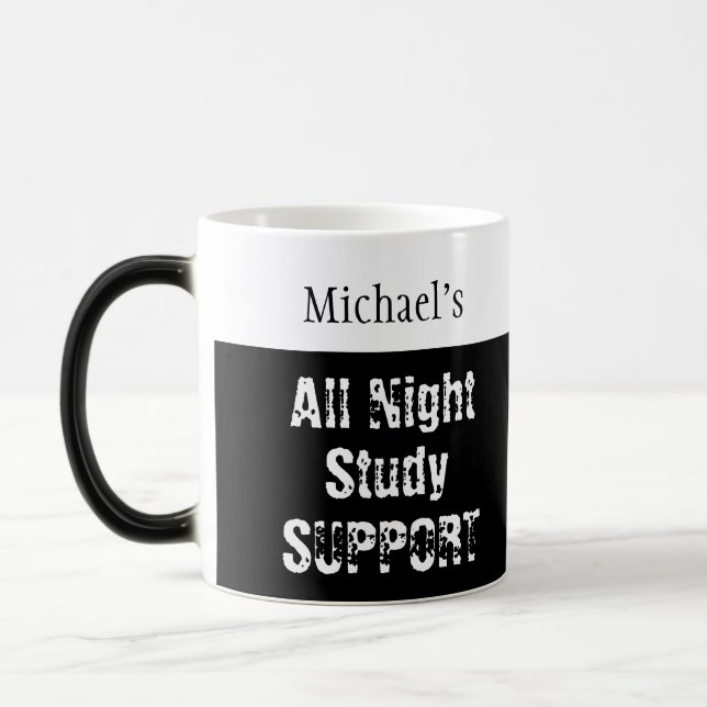 STÖD FÖR BLACK COFFEE All Nght Study Magisk Mugg (Vänster)