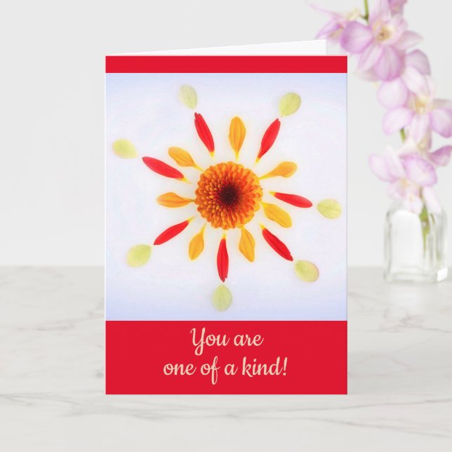 Stöd för blommande Petal Mandala Cancer Kort (Orkide)