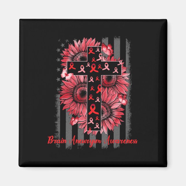 Stöd för Brain Aneurysm Awareness Solros Warrior Magnet (Framsidan)