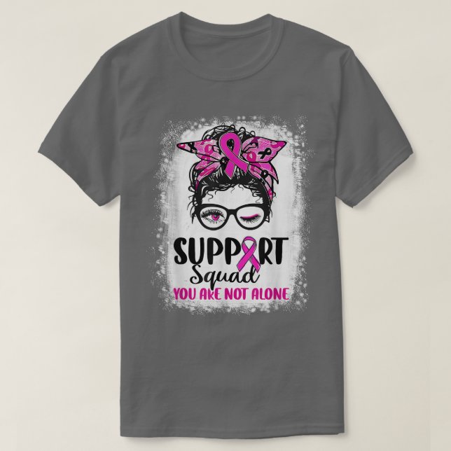 Stöd för bröstcancermedvetande Squad Messy Bun Pi T Shirt (Design framsida)